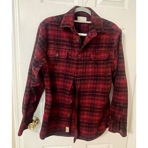 Jachs Mens Button Up Shirt Size Medium Flannel Black/Red Long Sleeve Cotton